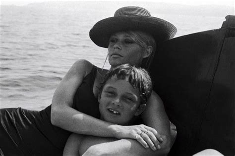 Brigitte Bardot 1969 Relaxing With Her Son Nicolas Jacques Charrier Sailing Black Dress And