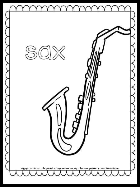 Saxophone Coloring Page Free Printable Download The Art Kit