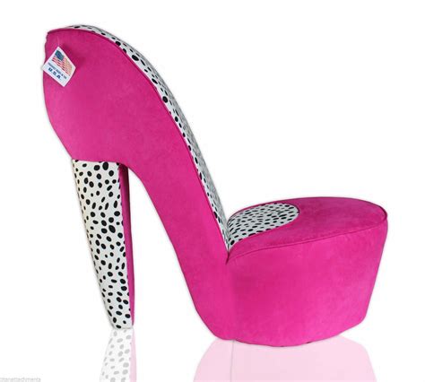 High Heel Shoe Chair Full Size Pink Dalmatian High Heel Shoe Chair