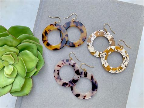 Tortoise Shell Earrings Tortoise Shell Hoop Earrings Tortoise Etsy