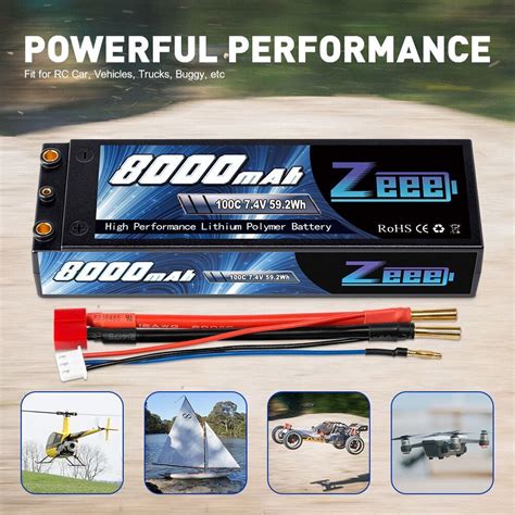 Zeee 2S Lipo Akku Batterie 7 4V 8000mAh 100C 4mm