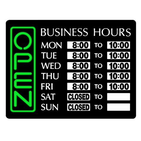 Open Business Hours Horizontal LED Sign (17" x 13") | WebstaurantStore