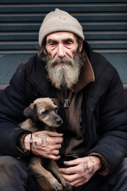 Premium Ai Image Portrait Of A Homeless Man Sitting On The Street