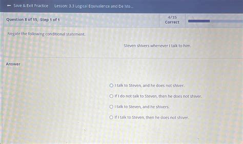 Solved Larr Save Exit PracticeLesson 3 3 Logical Chegg