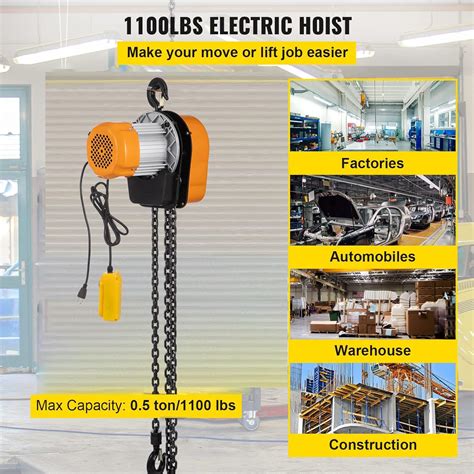 Electric Chain Hoist 1100lbs Winch With 10ft Wired Remote Control 110v Overhead Crane Garage