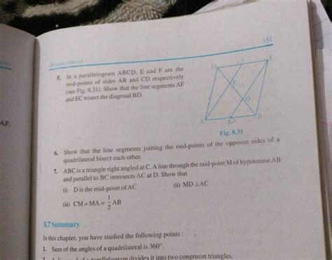 5 In A Parallelogram ABCD E And F Are The Mid Points Of Sides AB And CD