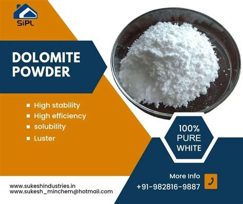 White Dolomite Powder Industrial Grade Packaging Size 50 Kg At Rs