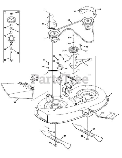 Bolens 13wc762f065 Bolens Lawn Tractor 2010 Mower Deck 38 Inch Parts Lookup With Diagrams