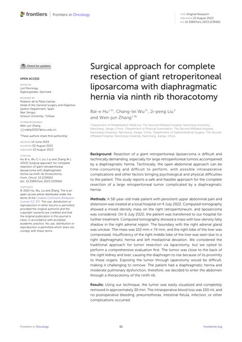 Pdf Surgical Approach For Complete Resection Of Giant Retroperitoneal