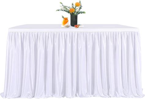 Amazon QueenDream White Table Skirts For Rectangle Tables 6ft