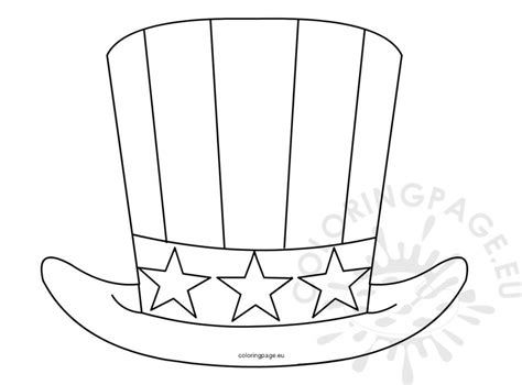 Patriotic Uncle Sam Hat 4th July Coloring Page