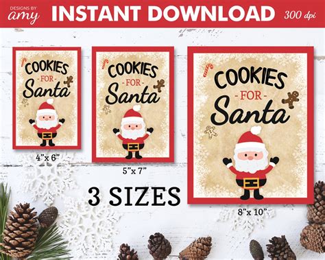 PRINTABLE Cookies for Santa Photo Sign in an 8x10 5x7 4x6 for the ...