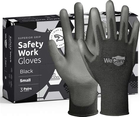 Guantes De Trabajo Negros Con Revestimiento De Poliuretano 3 Pares De