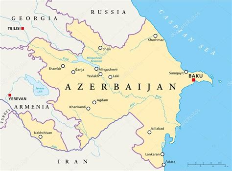 Mapa Político De Azerbaiyán — Vector De Stock © Furian 52391745