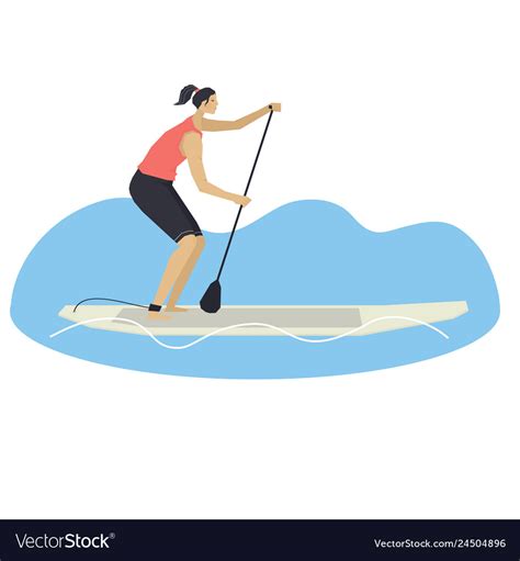 Stand Up Paddle Boarding A Woman On A Board Vector Image