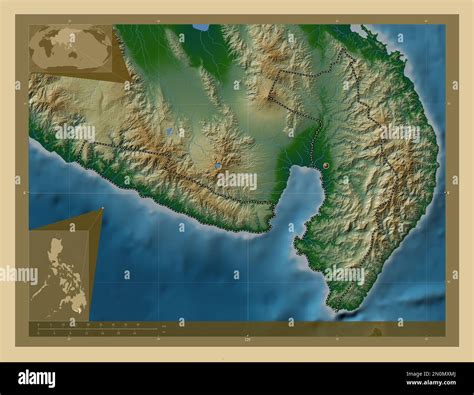 Sarangani, province of Philippines. Colored elevation map with lakes ...