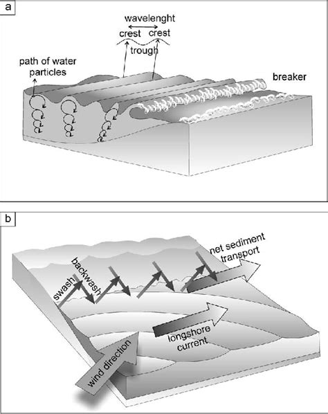 8. (a) Wind waves travelling from deep to shallow water and the ...