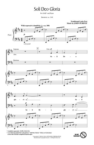 Soli Deo Gloria By John Purifoy Choir Digital Sheet Music Sheet