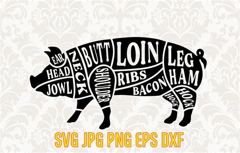 Butcher Pig Svg Vector Pig Cuts Digital Steak Cook Etsy