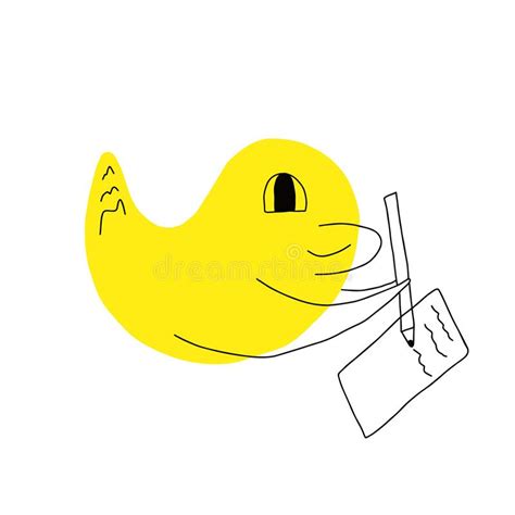 Pato Amarelo Agudo Ilustração Do Vetor Desenhado à Mão Por Lápis