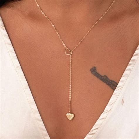 Amari Minimalistic Lariat Heart Drop Necklace In Gold En 2018