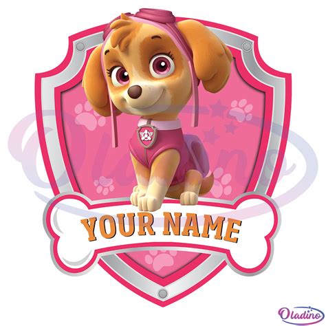 Skye Paw Patrol Logo Customized Digital Birthday Party Girl Png