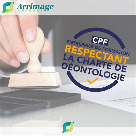 Charte de déontologie CPF Formation Arrimage Langues