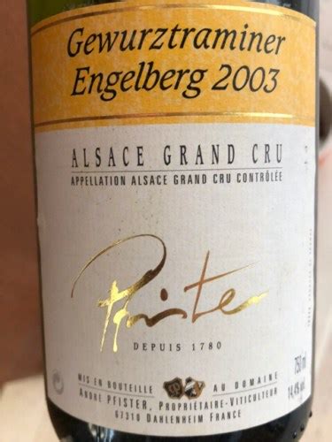 Domaine Pfister Gewürztraminer Alsace Grand Cru Engelberg Vivino US