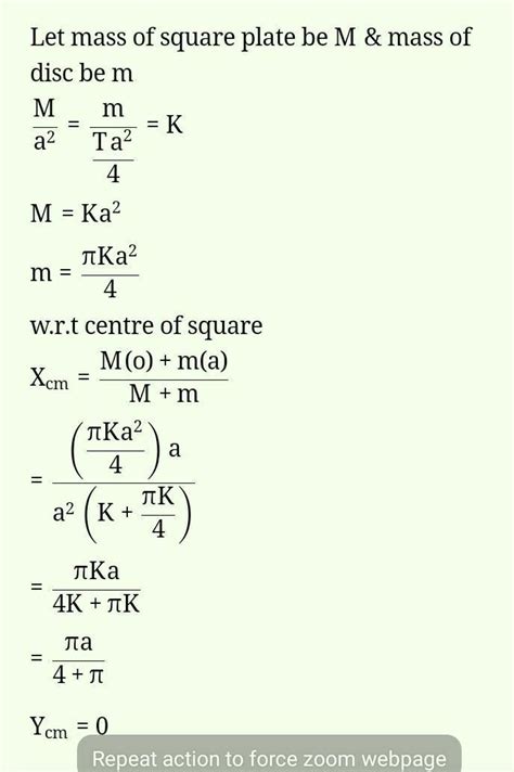 A Uniform Square Plate And A Disc Having Same Mass Per Unit Area Are