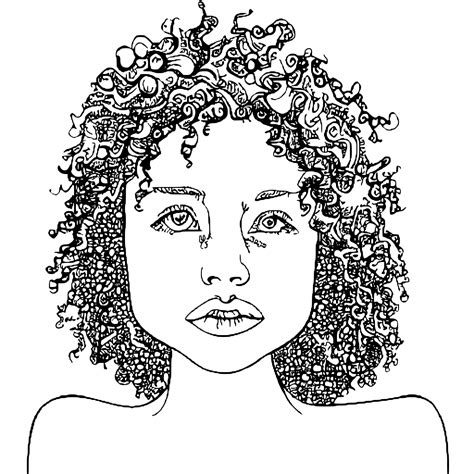 Curly Hair Girl Coloring Page · Creative Fabrica