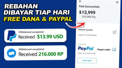 Dibayar TIap Hari PAYPAL SALDO DANA Cara Mengahsilkan Uang Dari