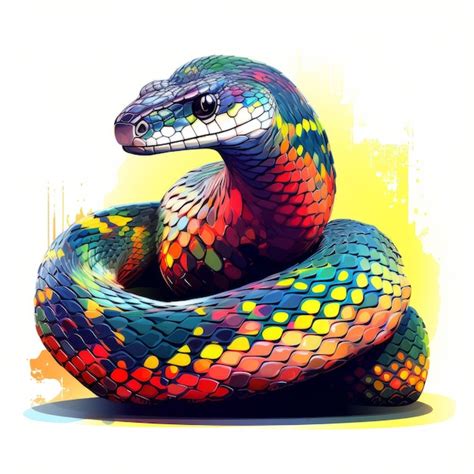 Premium Photo | Colorful Snake Painting On White Background Multilayered Realism Art