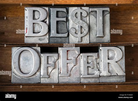 Best Offer Phrase With Dollar Sign Made From Metallic Letterpress Type