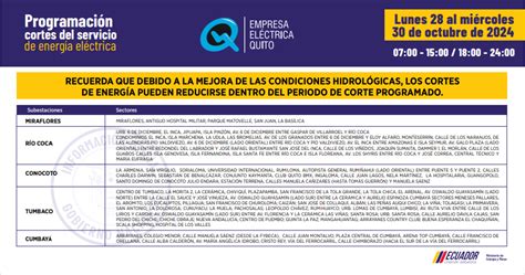 Nuevos Horarios De Corte De Luz Para Quito Del Lunes Al Mi Rcoles