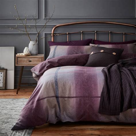 Berwick Tweed Brushed King Duvet Cover Set Plum Brandalley