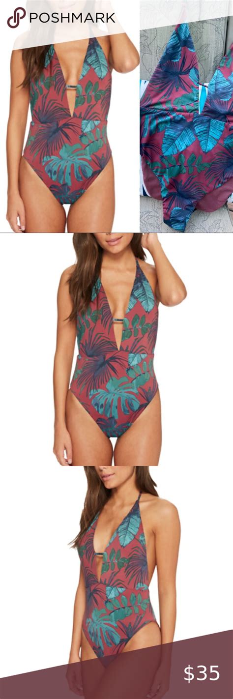 Bikini Lab Mahogany Palm Leaves One Piece Swimsuit One Piece One