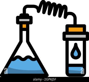 Icon Of Chemistry Reaction With Two Flask Editable Bold Outline With