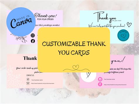 Customizable Thank You Card Templates Instant Download Canva Template