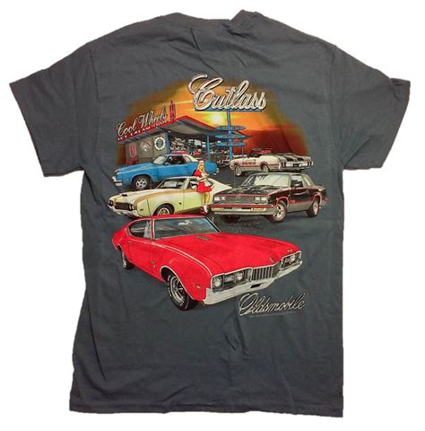 Oldsmobile Cutlass Multi Car Diner 100 Cotton Graphic Print Short Sle