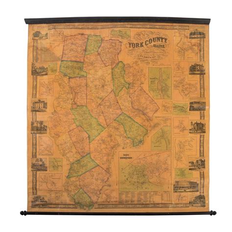 Bid Now York County Maine Wall Map 1856 March 6 0123 1100 Am Est