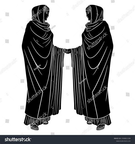 Symmetrical Design Two Standing Ancient Greek Stock Vector Royalty Free 2190811199 Shutterstock