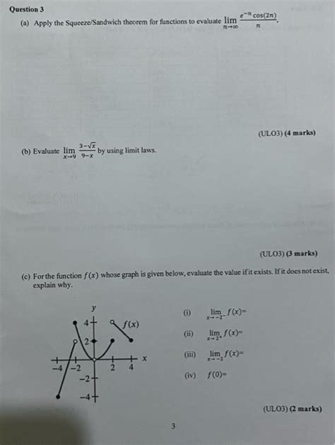 Solved Question A Apply The Squeeze Sandwich Theorem For Chegg