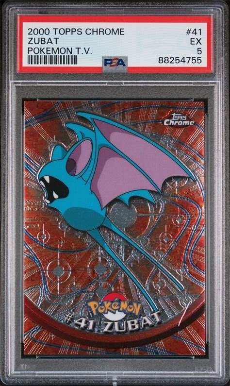 2000 Topps Pokémon Chrome Pokémon T V Zubat Card 41 PSA Graded EX 5