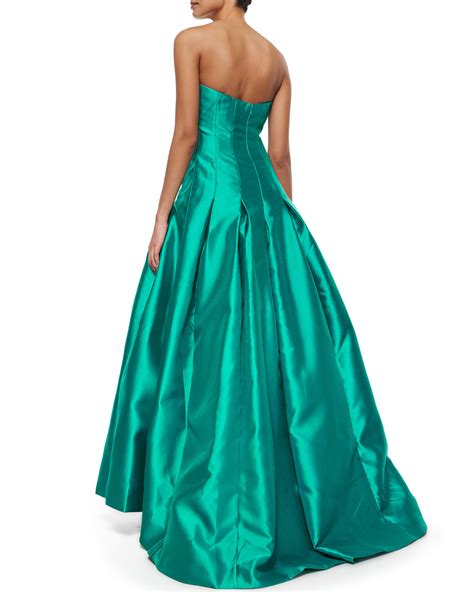 Lyst Monique Lhuillier Strapless Pleated Ball Gown In Blue