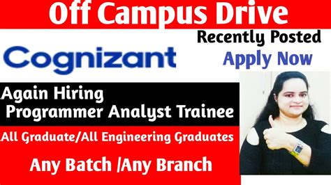 Cognizant Recruitment Programmer Analyst Trainee Off Campus