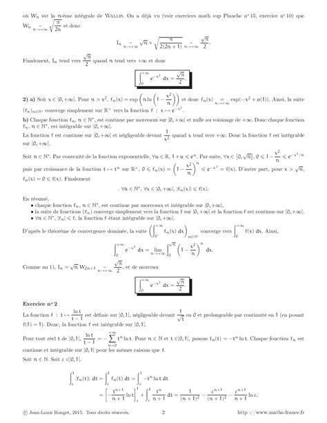 Corrigés Exercices Suites Et Séries D Intégrales Alloschool