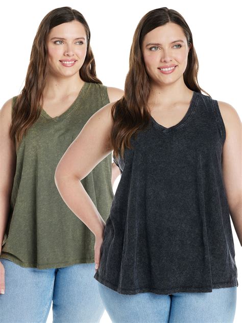 Terra And Sky Womens Plus Size Cotton Swing Tank Top 2 Pack Sizes 0x