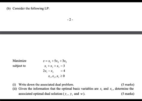 Solved B Consider The Following Lp Maximize Subject To Z