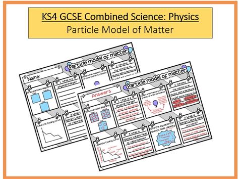 Particle Model Of Matter Knowledge Organiser Worksheet Ks4 And Ks3