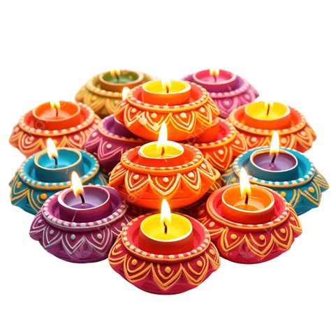 Colorful Clay Diya Lamps Lit During Diwali Celebration Diwali Lights